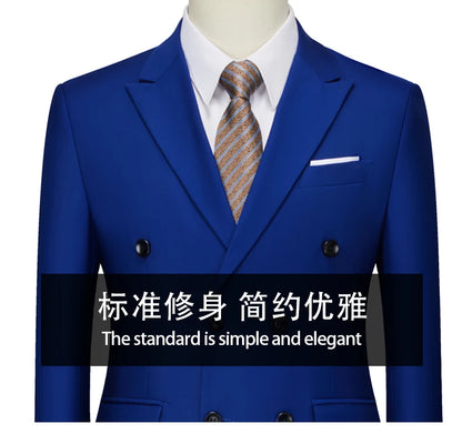 Men's Slim Fit 2 Piece Suit Elegant Business Wedding Party Blazer Jacket PantsElevate Your Look