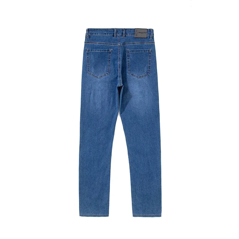 Summer Thin Mens Clothing Cowboys Slim Straight Jeans Men Denim Pants Casual Regular Fitness Men's Trousers Light Blue 2026 Y2K