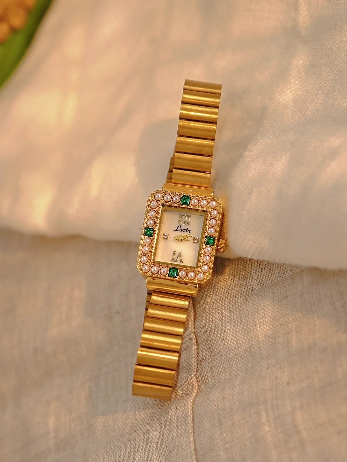 1 Piece of French Fashionable and Elegant Women's Quartz Watch with Mini Pearl Inlay, Palace Retro Bohemian Style, 30m Waterproof Women's Quartz Watch, Stainless Steel Strap, Comfortable and Durable, Suitable for Daily Wear,