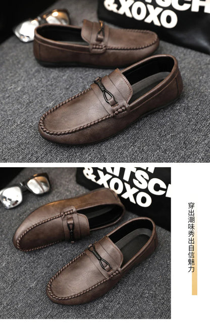 Mocassins Minimalistas Masculinos Sapatos Casuais de Couro Confortáveis Para Homens Sapatos de Condução Antiderrapantes Sapatos de Escritório Slip-on Tamanho Grande 46