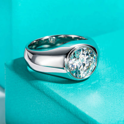 4ct D Color Moissanite Men Rings 18K Gold Plated  Silver Engagement Bezel Rings For Men Factory Jewelry Wholesale