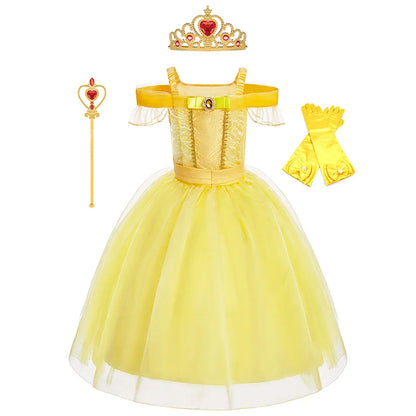 Girls Beauty and Beast Bell Costume Kids Summer Carnival 3 4 5 6 7 8 9 10 Years Dress Kids Princess Performance Cosplay Dresses
