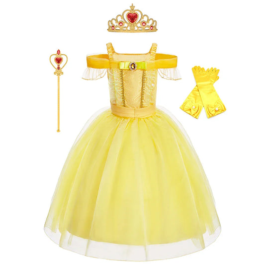Girls Beauty and Beast Bell Costume Kids Summer Carnival 3 4 5 6 7 8 9 10 Years Dress Kids Princess Performance Cosplay Dresses