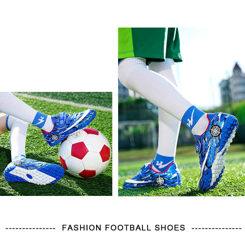Hot Child Football Boots Outdoor Trainers Soccer Shoes For Kids Boys Hook Loop Football Sneakers Cleats Futsal Shoes Children