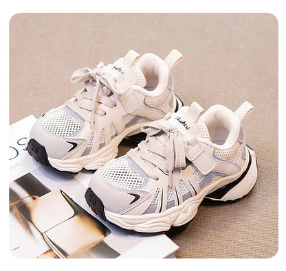 Spring and Autumn Children Sports Shoes Unisex Kids Sneakers Mesh Upper Breathable Basketball Shoes Tennis Casual Flats Footwear