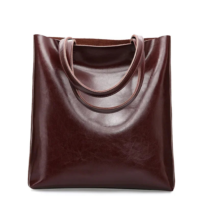 Women Genuine Leather Shoulder Bags Retro Fashion Designer Bag Large Capacity Female Versatile Tote Bag Portable Phone Bag Girl