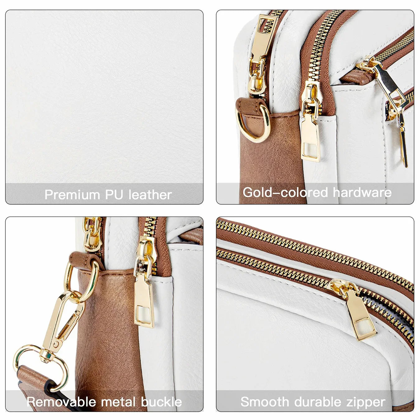 Ladies' Small Square Bag Two-tone Leather Crossbody Bag Large-capacity PU Crossbody Wallet Multi-functional Small Square Bag