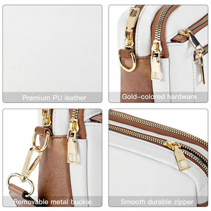 Ladies' Small Square Bag Two-tone Leather Crossbody Bag Large-capacity PU Crossbody Wallet Multi-functional Small Square Bag