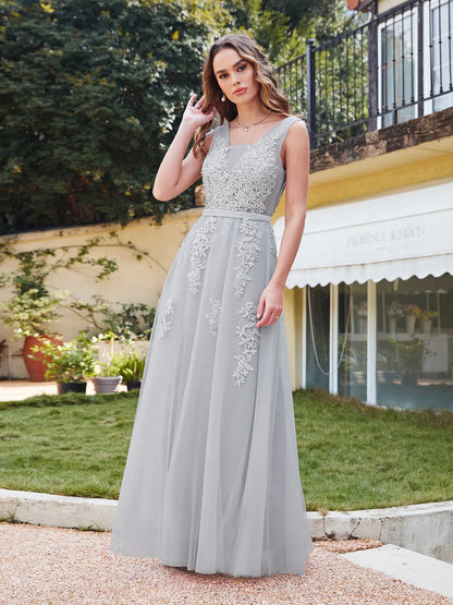 Gorgeous Pearl Pink Evening Dresses Illusion Strap Lace Appliques Square Neck V-Backless Gowns Slim A-Line Maxi Party Prom Dress