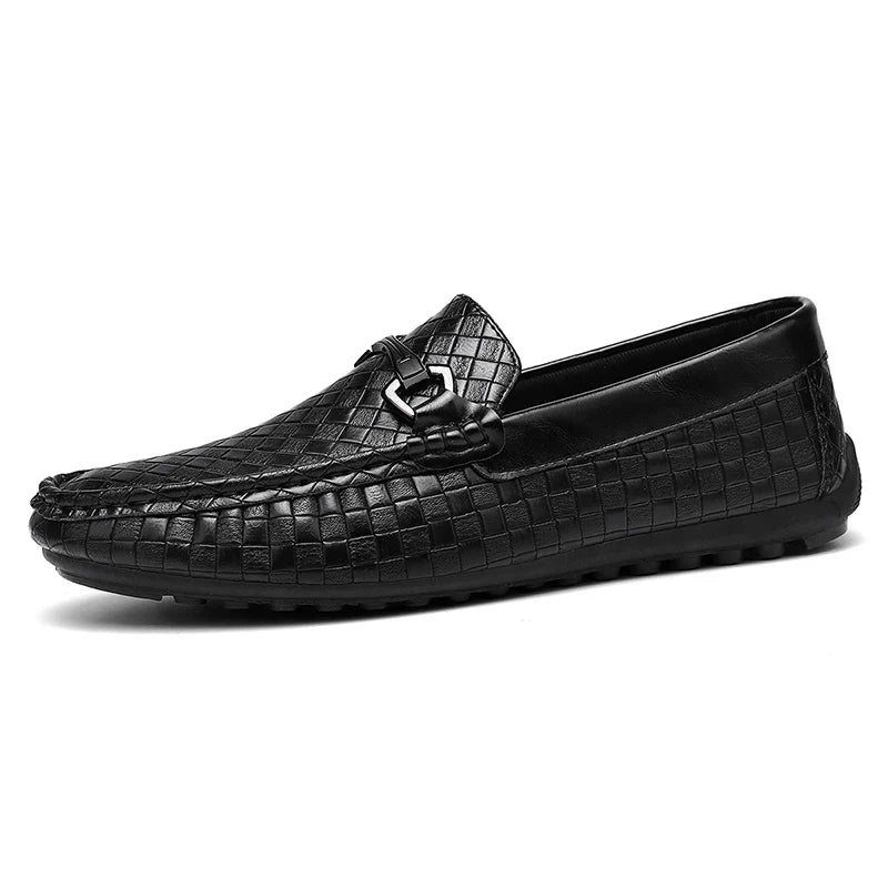 Men Loafers Fashion Leather Men Casual Shoes Slip on Flats Comfortable Boat Shoes Lightweight Walking Driving Shoes