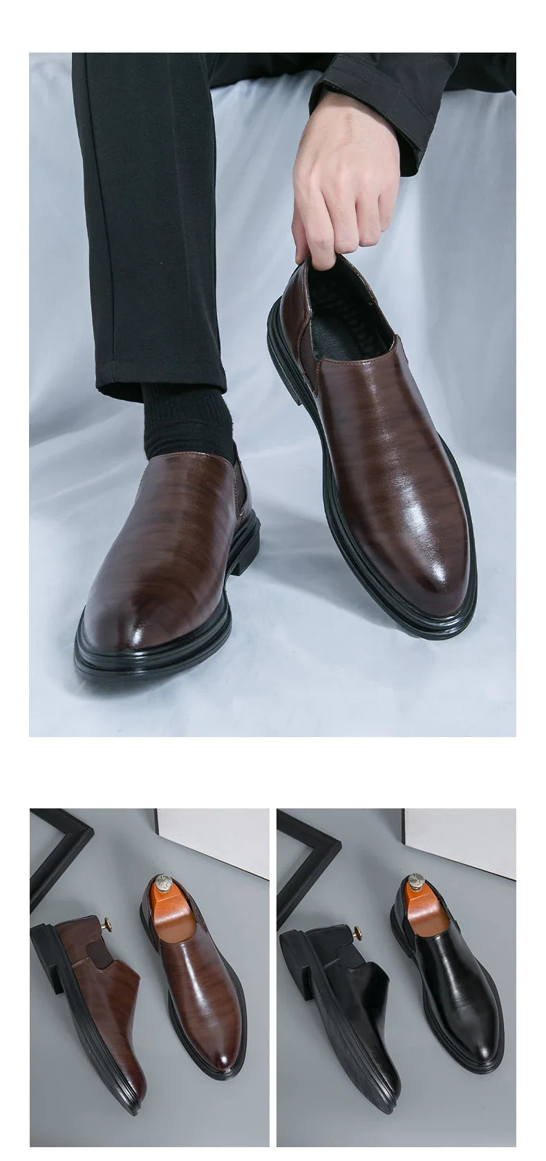 Men's riding boots British low-top short leather boots men's business formal leather shoes genuine leather casual Chelsea boots