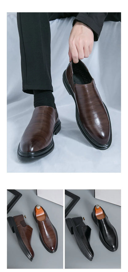 Men's riding boots British low-top short leather boots men's business formal leather shoes genuine leather casual Chelsea boots
