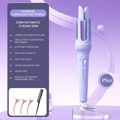 Automatic Curling Iron 32 mm Big Roll Anion  Ceramic Hair Curler 4-Speed Adjustable  Fast Heating Fashion Styling Tools