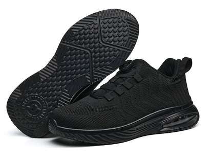 Men's Safety Shoes Anti-impact Lightweight Breathable Plastic Cap Toe Work Shoes Fashionable Button Design for Men