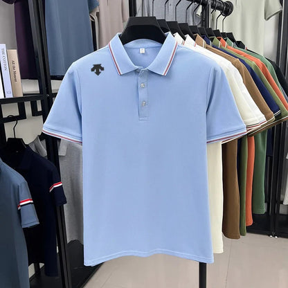 Men's High-End Luxury Brand Logo-Stamped Casual Polo Shirt Summer New Golf Breathable Business Short-Sleeve T-Shirt