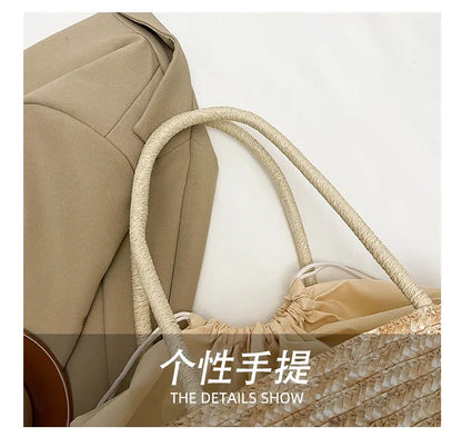 Embroidery Fruit Solid Color Shoulder Bag Straw Woven Hollow Versatile 2025 High Quality Bags for Women New Beach Handbags