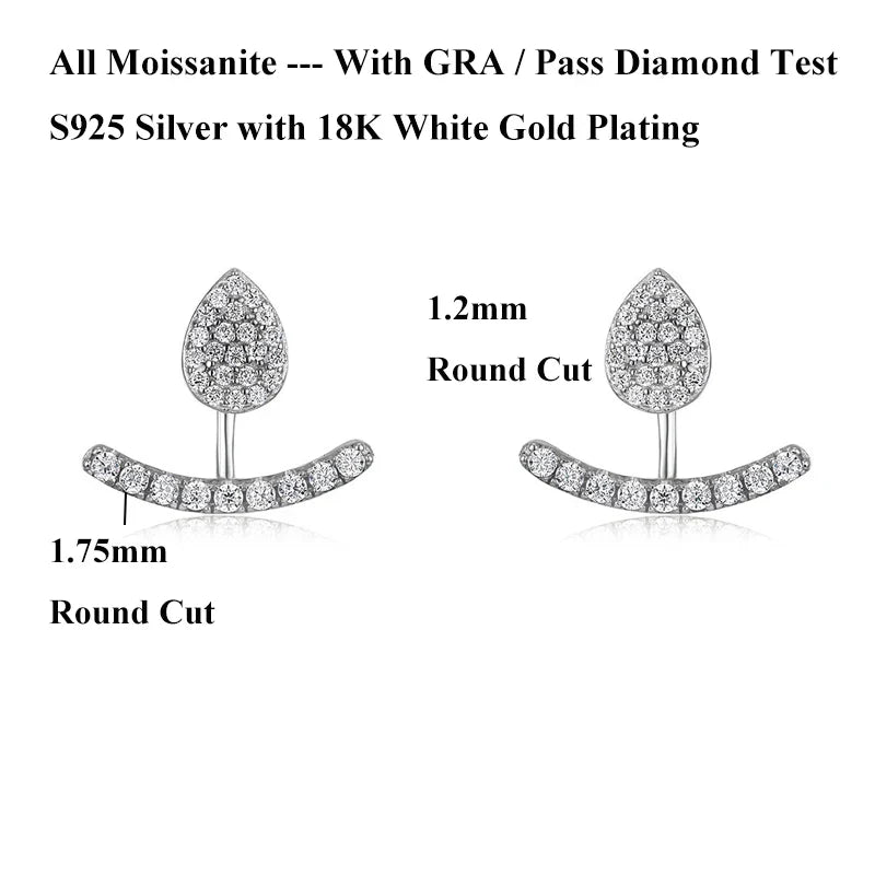 2 in 1 Pear Marquise Cut Moissanite Stud Earrings for Women S925 Silver Full Lab Diamond Dainty Pierced Ear Fine Jewelry