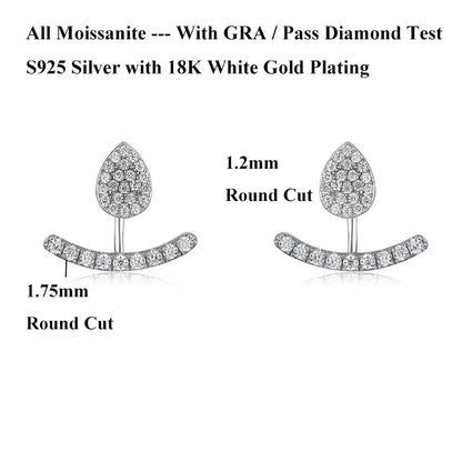 2 in 1 Pear Marquise Cut Moissanite Stud Earrings for Women S925 Silver Full Lab Diamond Dainty Pierced Ear Fine Jewelry