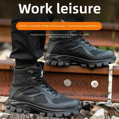 High Top Safety Shoes with Steel Toe Caps Anti-Smashing & Anti-Piercing Wear-Resistant Anti-Slip Labor Protection Footwear