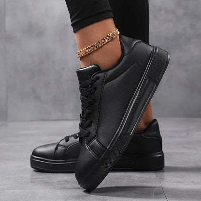 Business Casual Men's Shoes Soft Women Shoes Comfortable Casual PU Leather Shoes for Men Autumn Solid White Men Sneakers