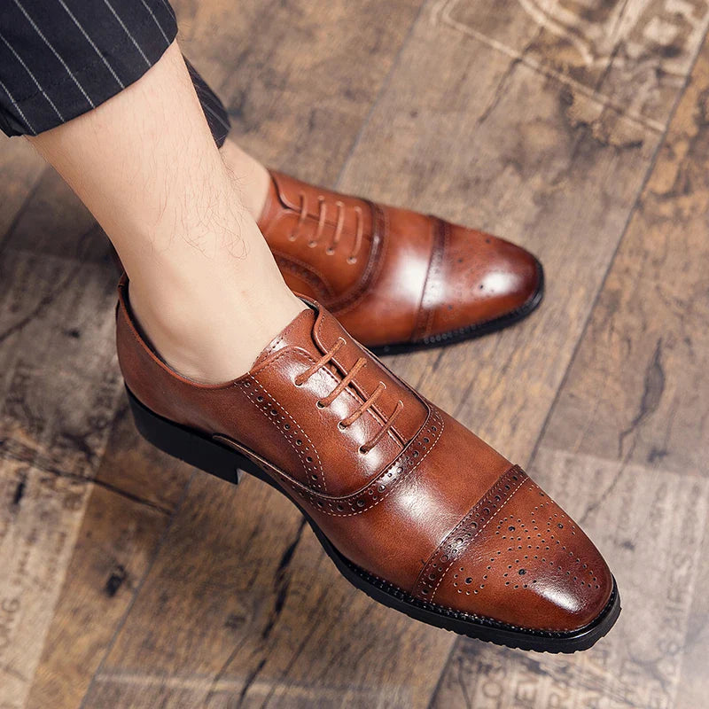 Handmade Fashion Mens Brogue Luxury Big Size 47 Wedding Party Leather Business Oxfords Dress Casual Formal Shoes Loafers for Men