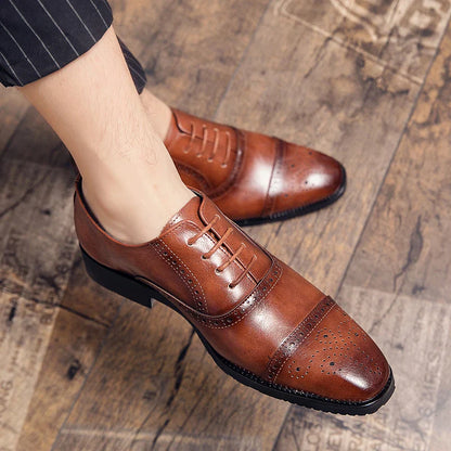 Handmade Fashion Mens Brogue Luxury Big Size 47 Wedding Party Leather Business Oxfords Dress Casual Formal Shoes Loafers for Men