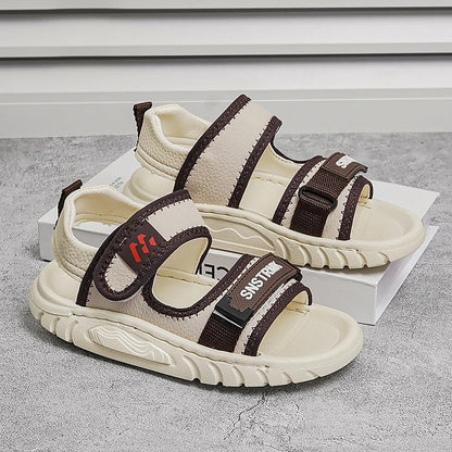 Kids'Casual Shoes Sandals EVA Summer Shoes For Boys Hook and Loop Breathable Anti-slip Thick Bottom Khaki Black Shoes Size 26-37