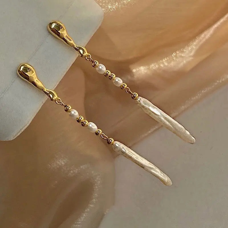 Natural Freshwater Pearl 14K Gold Filled Ladies Tassels Stud Earrings Jewelry For Women Anti Allergy