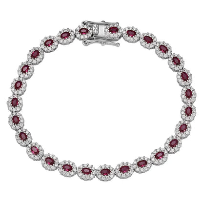 Real 18k White Gold Red Blue Green Moissanite Bracelet for Women Platinum Pt950 Single Row Diamond Simple and Versatile Gift