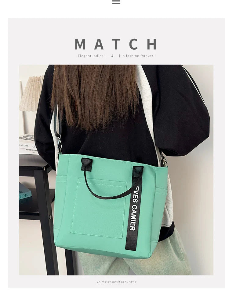 Nylon Fabric Shoulder Bag Casual Large Capacity Versatile Crossbody Bag Daily Commuting Tote Bag
