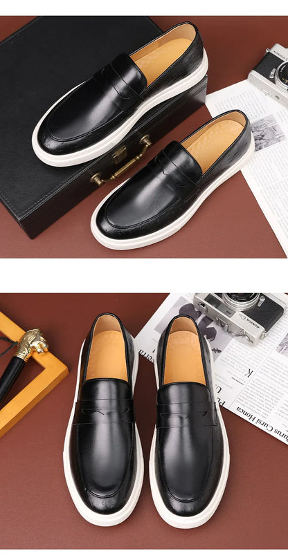 Fashion Men's Casual Shoes Snakeskin Grain Leather Men Retro British Style Loafers Monk Shoes Mens Slip-on Outdoor Driving Flats