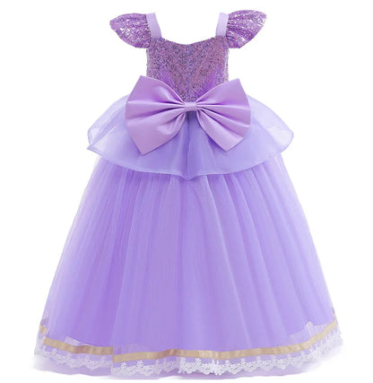 Rapunzel Princess Dress Girl Purple Deluxe Elegant Cosplay Tangled Costume Halloween Vestido Kids Birthday Ball Gown Clothes