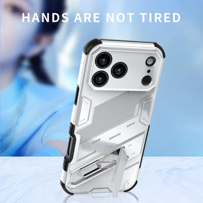 Solid Armor Cyber Shockproof Phone Case For iPhone 17 Pro Max 17 AIR With Stand Holder Cover Protective Shell