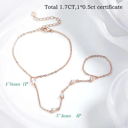 Pear Cut Genuine Moissanite Bracelets for Women Girls Luxury Chain Lab Diamond S925 Sterling Silver Plated 18K Jewelry