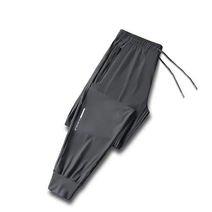 Ice Silk Long Pants for Men's Summer Quick Drying Loose Straight Leg Pants Elasticity Sports Leggings Casual Pants Men's Pants
