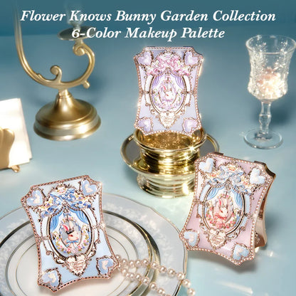 Bunny Garden Collection 6-Color Makeup Eyeshadow Contour Palette Eye Brush Puff Set Eye Glitter Korean Makeup Kit