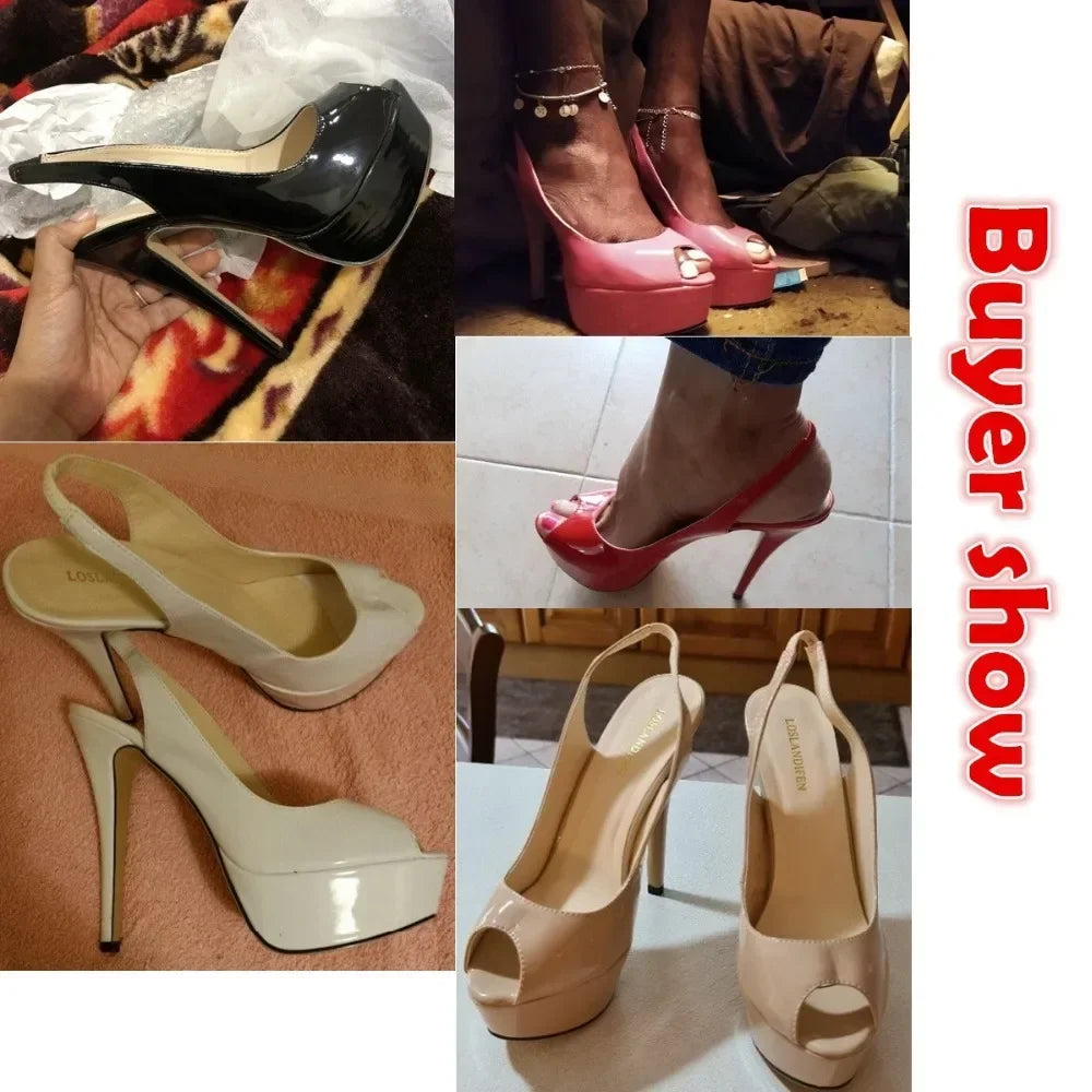 Women Sandals Sexy Pumps 14CM Platform Stripper High Heels Open Toe Stilettos Gladiator Party Dress Wedding Shoes Large Size 44