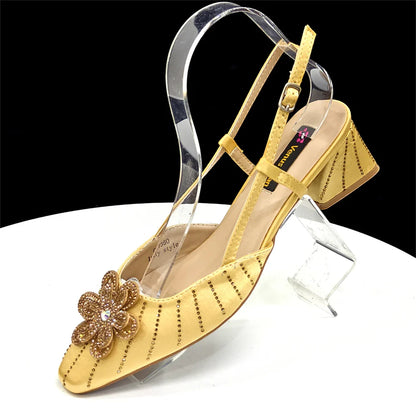 Italian Fashion Women's Elegant Orange Heels & Rhinestone Clutch Bag Set – Perfect for Parties and Special Occasions