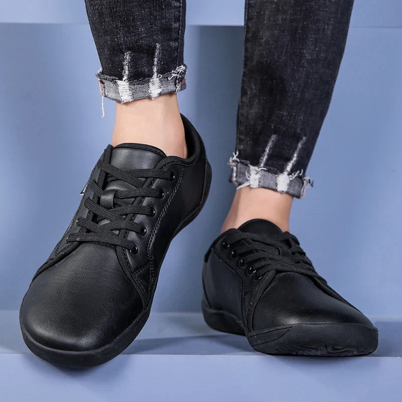 Wide Toe Men Minimalist Shoes Comfortable Sneakers Leather Casual Shoes Black Slip On Leisure Loafers Drive Office