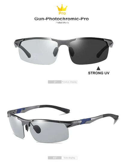 Aluminum Photochromic Sunglasses Men Polarized Day Night Driving Chameleon Glasses Anti-Glare Change Color Sun Glasses UV