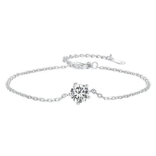 1CT Moissanite Bracelet Trendy 925 Sterling Silver Chain Charms For Women 2023 Classic Jewelry