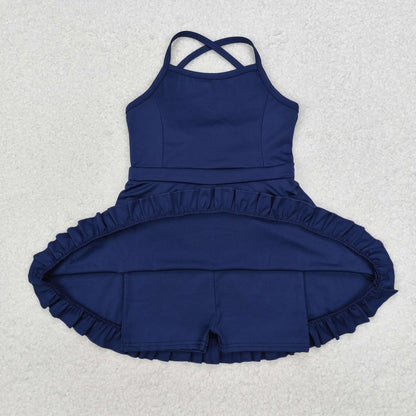 Summer Baby Girl Bows Skorts Toddler Infant Knee Length Dress Kids Children Sleeveless Yoga One Piece Strap Clothes