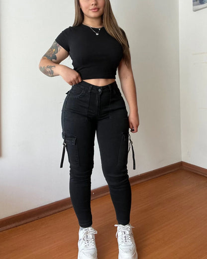 Women's Street Retro Stretchy High Waisted Skinny Casual Pants