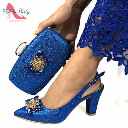Nigerian Women Shoes and Bag Set in Gold Color High Quality New Arrivals Classics Style for Garden Party
