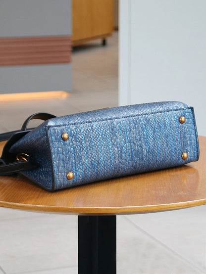 2025 new retro blue snake-shaped high-grade handbag fashion luxury luxury handbag lightweight large-capacity one-shoulder messen