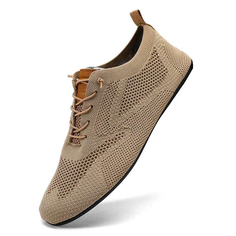 Sapatos Masculinos de Verão em Malha, Sapatilhas Planas para Uso Exterior, Sapatos de Caminhada de Alta Qualidade, Confortáveis, com Cadarço, Respiráveis, Antiderrapantes, Casuais