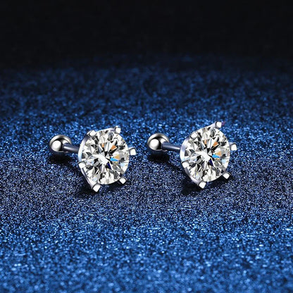 0.5-2ct Moissanite Screw Stud Earrings D Color 925 Sterling Silver Diamond Earrings For Women Wedding Fine Jewelry