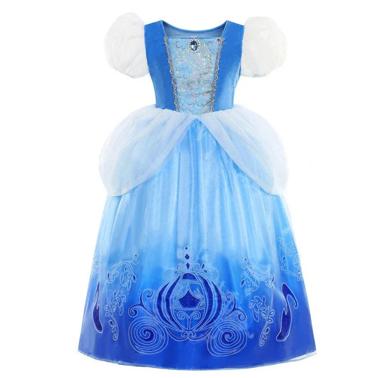 Cendrillon Inpired Princess Ball Gown Costume Play Purim Festival Dress Fairy Tale The Glass Slipper Role Play Apparel 3-10Yrs
