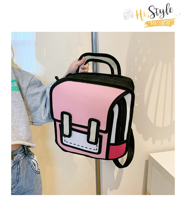 Two Dimensional 3d Multi-Functional Backpack Schoolbag Children 3-6 Grade Primary School Students