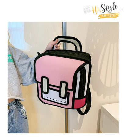 Two Dimensional 3d Multi-Functional Backpack Schoolbag Children 3-6 Grade Primary School Students